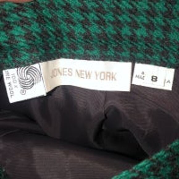 Vintage Jones New York Houndstooth skirt in green and black. 100% wool size 8 - Picture 7 of 7